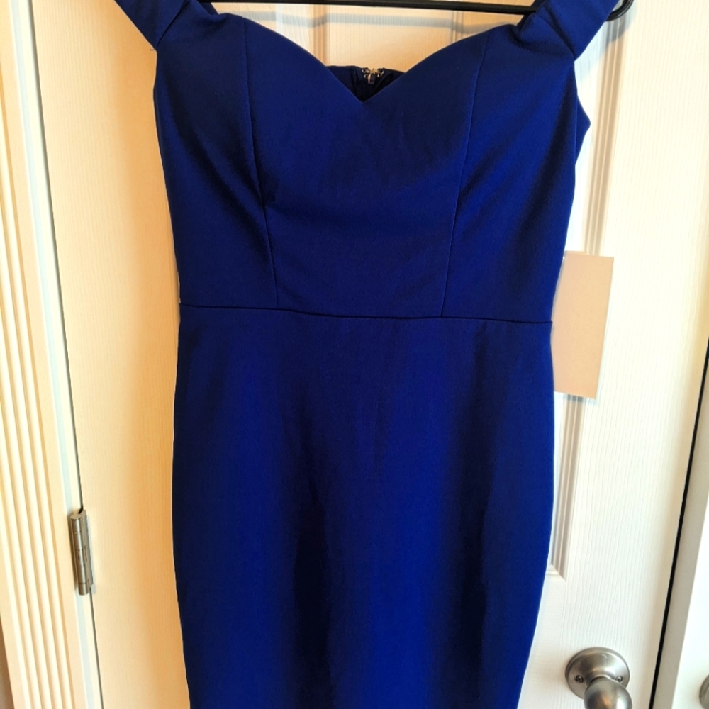 Off Shoulder Cobalt Mini Dress